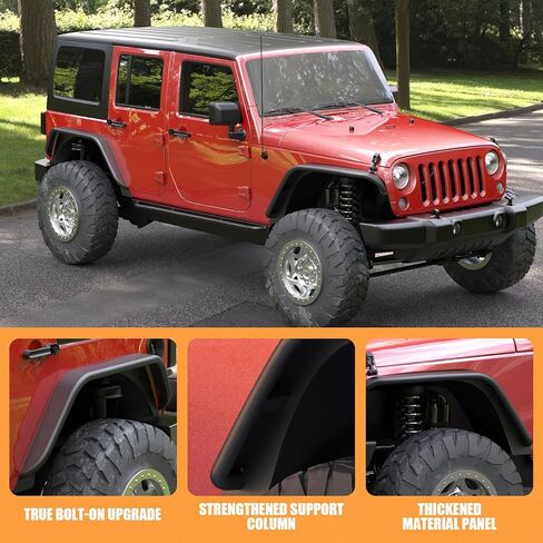 4 PCS Frend Fender Flares Flares Mud Guards متوافق مع Jeep Wrangler JK JKU Unlimited 2-Door/4-Door 2007-2018 ، و Guard Mud Guard Heafty Steel Wheel Guard Fender in Kuwait