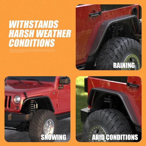 4 PCS Frend Fender Flares Flares Mud Guards متوافق مع Jeep Wrangler JK JKU Unlimited 2-Door/4-Door 2007-2018 ، و Guard Mud Guard Heafty Steel Wheel Guard Fender in Kuwait