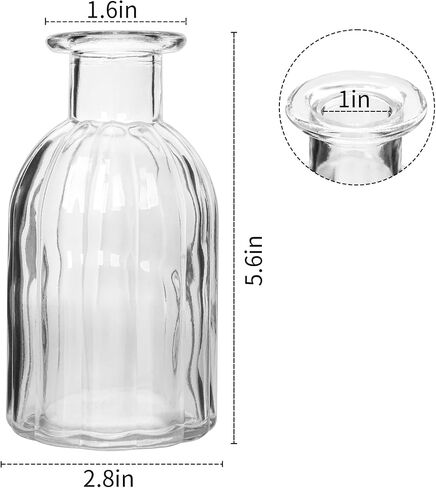 5.8“ High Small Flower Vases - Set of 16 Clear Glass Bud Vases - Vintage Rustic Centerpieces for Weddings, Events & Home Décor in Saudi Arabia
