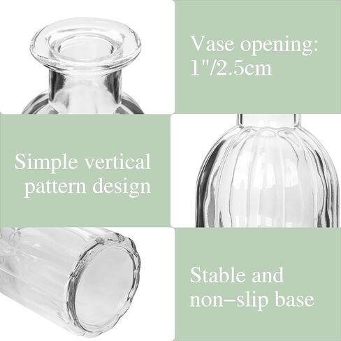 5.8“ High Small Flower Vases - Set of 16 Clear Glass Bud Vases - Vintage Rustic Centerpieces for Weddings, Events & Home Décor in Saudi Arabia