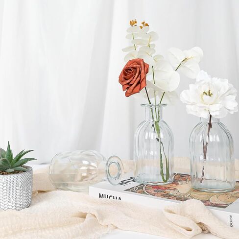 5.8“ High Small Flower Vases - Set of 16 Clear Glass Bud Vases - Vintage Rustic Centerpieces for Weddings, Events & Home Décor in Saudi Arabia