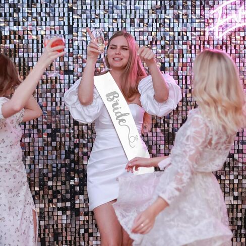 Bride Sash with Diamond Ring Icons Bride to Be White and Silver Glitter Bridal Sash for Bachelorette Wedding Bridal Shower Hen Party in Saudi Arabia