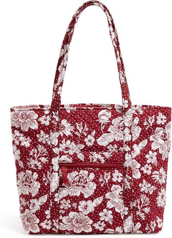Vera Bradley Cotton Collegiate Vera Tote Bag (Multiple Teams Available), Navy/White Rain Garden in Kuwait