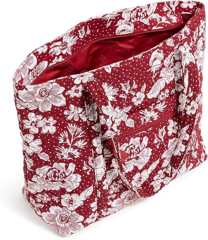 Vera Bradley Cotton Collegiate Vera Tote Bag (Multiple Teams Available), Navy/White Rain Garden in Kuwait