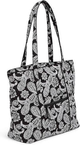 Vera Bradley Cotton Collegiate Vera Tote Bag (Multiple Teams Available), Navy/White Rain Garden in Kuwait