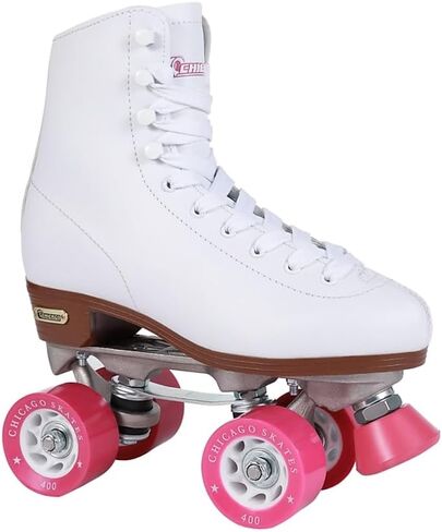 CHICAGO Skates Premium White Quad Roller Skates for Girls and Women Beginners Classic Adjustable High-Top Design for Indoor or Outdoor Skates and Roller Derby in Kuwait