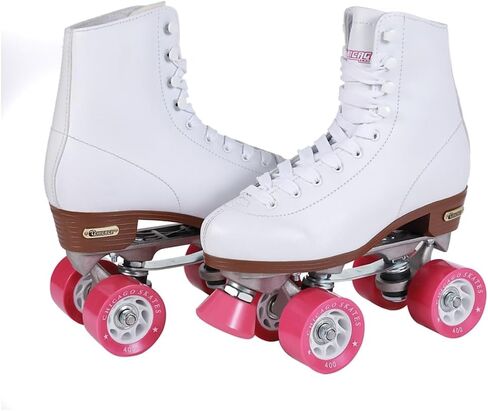 CHICAGO Skates Premium White Quad Roller Skates for Girls and Women Beginners Classic Adjustable High-Top Design for Indoor or Outdoor Skates and Roller Derby in Kuwait
