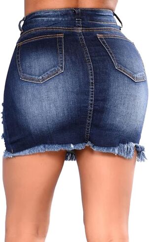 التنانير المصغرة الدنيم للنساء مثير الخصر مرتفع على جسم تنورة شورت جين in Kuwait