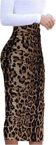Floerns نساء الفهد الأنيقة طباعة rouched bodycon قلم رصاص الطول الطويل in Saudi Arabia