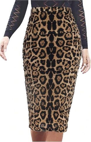 Floerns نساء الفهد الأنيقة طباعة rouched bodycon قلم رصاص الطول الطويل in Saudi Arabia