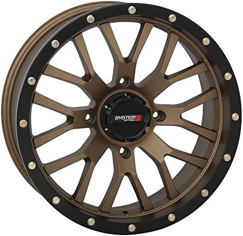 Bundle - 9 Items: System 3 ST-3 Bronze 18" Wheels 32" MotoHavok Tires [4x156 Bolt Pattern 12mmx1.5 Lug Kit] in Saudi Arabia