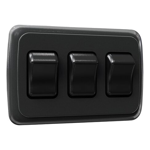 Leisure LED Contemporary Triple SPST On-Off Switch with Bezel, 12-Volt, for RV, Trailer, Camper (Black) in Kuwait