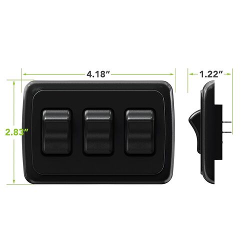 Leisure LED Contemporary Triple SPST On-Off Switch with Bezel, 12-Volt, for RV, Trailer, Camper (Black) in Kuwait
