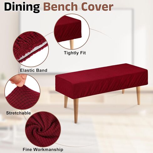 uxcell Dining Bench Cover, Stretch Piano Long Bench Stool Slipcover, Rectangle Washable Seat Cushion Protector for Living Room, Bedroom and Kitchen, Black in Saudi Arabia