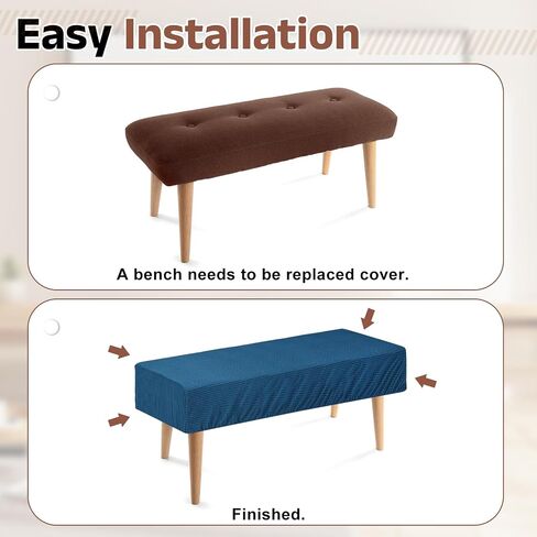 uxcell Dining Bench Cover, Stretch Piano Long Bench Stool Slipcover, Rectangle Washable Seat Cushion Protector for Living Room, Bedroom and Kitchen, Black in Saudi Arabia