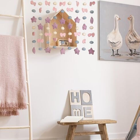 Kawaii Fluffy Plush Door Curtain 33" W x 36" L Self-Adhesive Cute Pink Bow Heart-Shaped Window Wall Curtain for Living Room and Bedroom Decor in Saudi Arabia