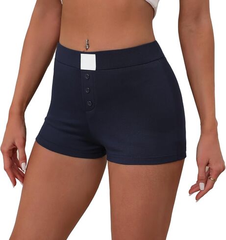 OLYCN Women's Micro Shorts Y2K Low Rise Slim Fit Elastic Button Front Comfy Shorts Sexy Pj Bottoms in Saudi Arabia