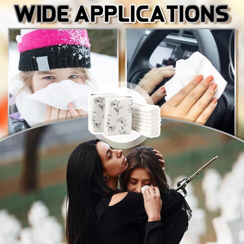 Yinder Pocket Tissues Bulk Travel Black Flower Wallet Tissues Mini Facial Tissues Bulk for Guests 3 Ply Facial Tissues for Wedding Graduation Bachelorette Celebration Travelling Party(100 Pcs) in Saudi Arabia