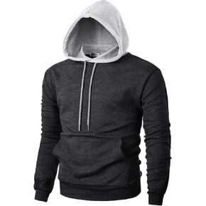 Ohoo Mens Block Block Shirt مع kangaroo Pocket Slim Fit Pullover خفيفة الوزن in Kuwait