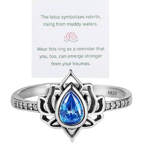 FK My Trauma Lotus Ring ، S925 Sterling Silver Lotus Flower Rings Zircon extlaid inglaid ابدأ مرة أخرى في حلقة ملهمة يذكرك بالتخلي عن صدمةك بطريقة مرحة لا يوجد طين لا يوجد هدايا مجوهرات حلقة لوتس للنساء الأخوات in Kuwait
