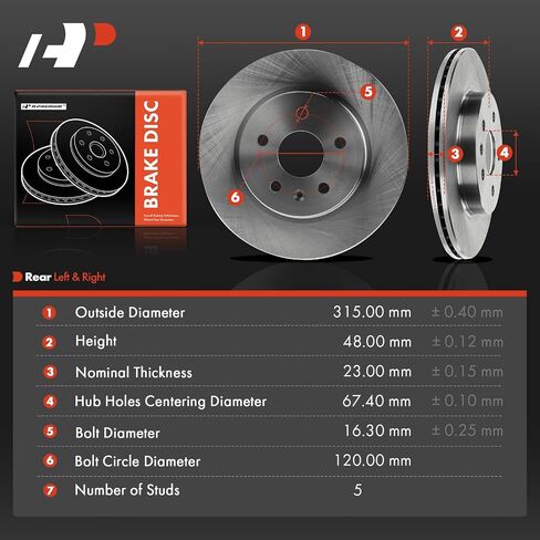 A-Premium 12.40 inch (315mm) Rear Vented Disc Brake Rotors Compatible with Select Chevy, Buick, Cadillac and Saab Models - Camaro, Impala, Malibu, 9-5, Allure, LaCrosse, Regal, CT5, CT6, XTS, 2-PC Set in Saudi Arabia