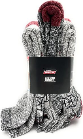 Dickies Genuine Men’s 3-Pairs Steel Toe Crew Performance Thermals Socks, Wool Blend , Multicolor (Red & Gray) Pack of 1 in Saudi Arabia
