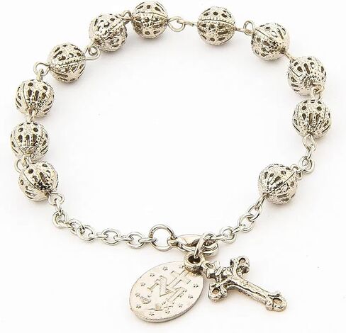 Catholic Rosary Hollow Beads Rose Rosary Bracelet Car Hanging Cross Bracelet Jesus Charm Bracelet in Saudi Arabia