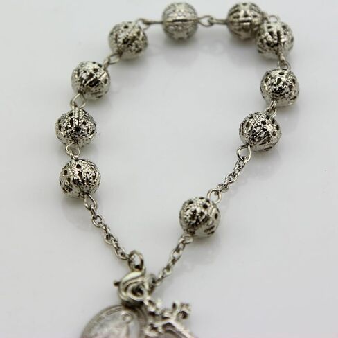 Catholic Rosary Hollow Beads Rose Rosary Bracelet Car Hanging Cross Bracelet Jesus Charm Bracelet in Saudi Arabia
