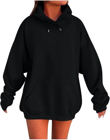 Hoodies for Women Oversized Fall Fashion Lightweight Long Sleeve Pocket Sweatshirt Hooded Casual Winter Warm Clothes in Saudi Arabia