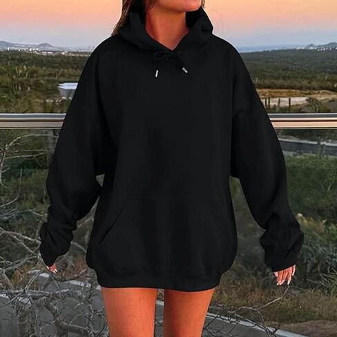 Hoodies for Women Oversized Fall Fashion Lightweight Long Sleeve Pocket Sweatshirt Hooded Casual Winter Warm Clothes in Saudi Arabia