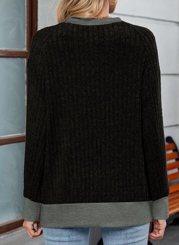 shewin womens coll block patchwork sweatshirt crewneck lorous in Saudi Arabia