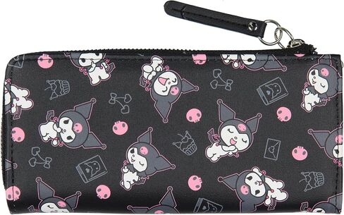 Kuromi Expressions Allover Design Faux Leather Full Zip Wallet With Metal Logo Badge in Saudi Arabia