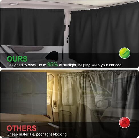 Set of 3 Car Window Shades, 1 Rear Seat Divider Curtain & 2 Rear Side Window Sun Shades, 95% Light Blocking Car Window Covers Privacy Protection Curtains for Breastfeeding,Taking a nap,Camping, in Saudi Arabia