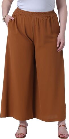 Agnes Orinda Plus Size Palazzo Pants for Women Wide Leg with Pockets Casual Summer Pants in Saudi Arabia