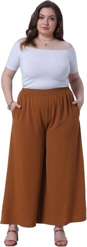 Agnes Orinda Plus Size Palazzo Pants for Women Wide Leg with Pockets Casual Summer Pants in Saudi Arabia