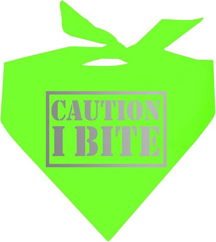 Caution I Bite Reflective High Visibility (Hi Vis) Night Safety Neon Dog Bandana (NeonYellow, OS 831) in Saudi Arabia