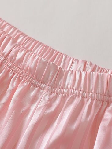Latuza Women's Striped Satin Pajama Set Shorts Button Down Pjs in Saudi Arabia