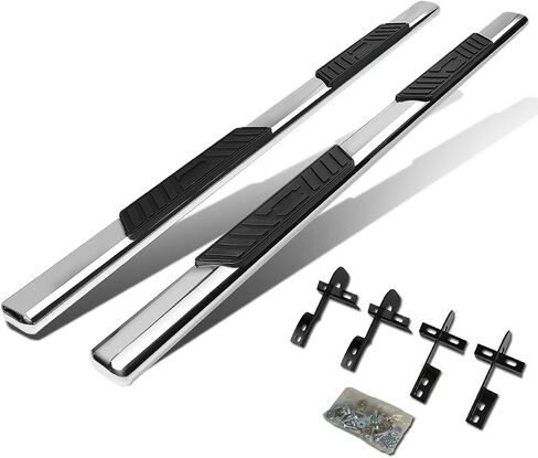 Auto Dynasty Oval Running Boards Compatible with 2004-2008 Lincoln Mark LT Ford F150 Crew Cab, Stainless Steel Side Step Rail Nerf Bars, 5" Step Bars, Black Powdercoated 2005 2006 2007 in Saudi Arabia