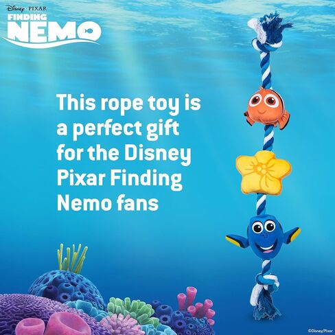 Pixar’s Finding Nemo Rope Toy for Dogs, Squeak and Crinkle | Disney Pixar Dog Toys | Dory & Nemo Fun Tug Style Dog Toy, 15 Inch in Saudi Arabia