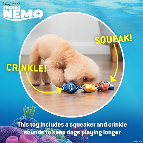 Pixar’s Finding Nemo Rope Toy for Dogs, Squeak and Crinkle | Disney Pixar Dog Toys | Dory & Nemo Fun Tug Style Dog Toy, 15 Inch in Saudi Arabia