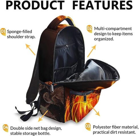 Boys Bookbag, Soccer Backpack, Kids Schoolbag for Boys Girls, Gift for Kids Back to School, 17 Inch Student Bookbag for Travel Picnic Hiking in Kuwait