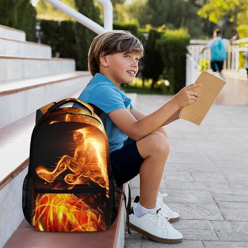 Boys Bookbag, Soccer Backpack, Kids Schoolbag for Boys Girls, Gift for Kids Back to School, 17 Inch Student Bookbag for Travel Picnic Hiking in Kuwait