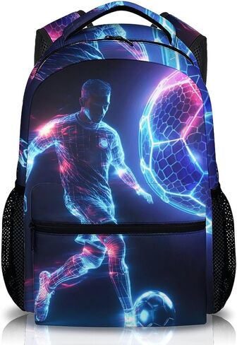 Boys Bookbag, Soccer Backpack, Kids Schoolbag for Boys Girls, Gift for Kids Back to School, 17 Inch Student Bookbag for Travel Picnic Hiking in Kuwait