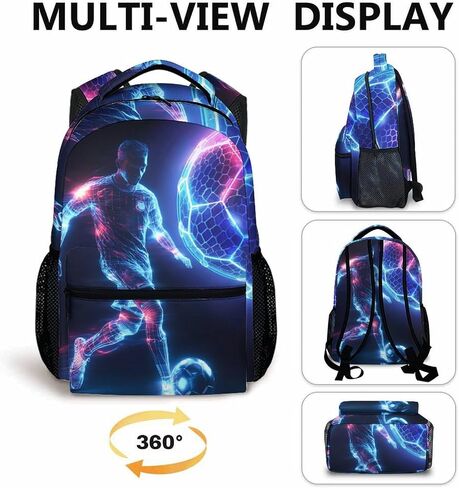 Boys Bookbag, Soccer Backpack, Kids Schoolbag for Boys Girls, Gift for Kids Back to School, 17 Inch Student Bookbag for Travel Picnic Hiking in Kuwait