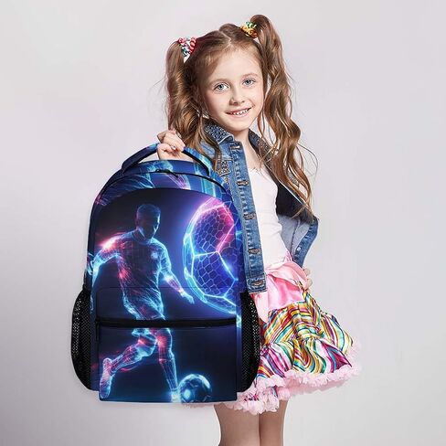 Boys Bookbag, Soccer Backpack, Kids Schoolbag for Boys Girls, Gift for Kids Back to School, 17 Inch Student Bookbag for Travel Picnic Hiking in Kuwait