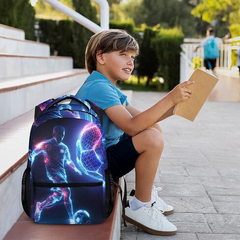 Boys Bookbag, Soccer Backpack, Kids Schoolbag for Boys Girls, Gift for Kids Back to School, 17 Inch Student Bookbag for Travel Picnic Hiking in Kuwait