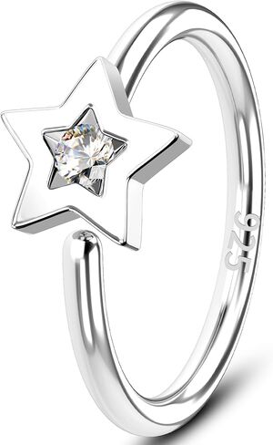 melighting 20g خاتم الأنف هوب 925 الجنيه الاسترليني الفضة غير سلسة أنف مفتوحة ثقب القلب الحلزوني القلق صافا CZ 8 مم القرط القرط المجوهرات للنساء in Saudi Arabia