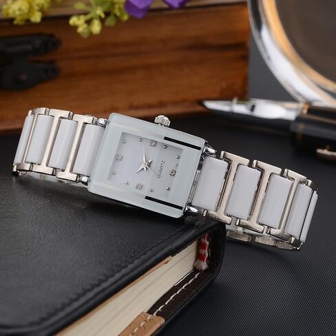 Bestkang Vintage Square Ceramic Ladies Quartz Watch مع لهجات الماس ، ومقاومة للماء ، وأنيقة ساعة معصم النساء in Kuwait