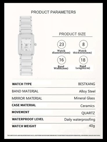Bestkang Vintage Square Ceramic Ladies Quartz Watch مع لهجات الماس ، ومقاومة للماء ، وأنيقة ساعة معصم النساء in Kuwait