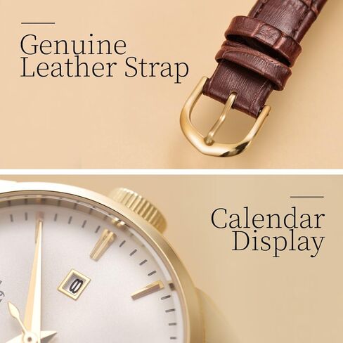 الساعات الكلاسيكية للسيدات Gold Wristwatch Quartz Watches Ladies Brown Leather Leather Ladies Gifts R0101L in Kuwait